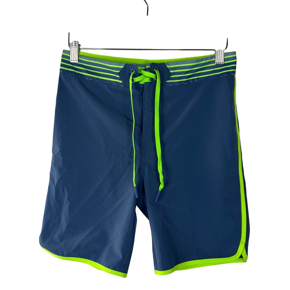 Vineyard Vines Boys Blue Neon Green Board Shorts Swim Trunks‎ Size M 12-14